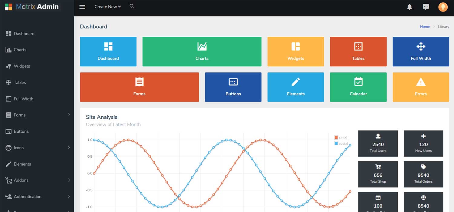 Matrix Admin Free Admin Dashboard Template